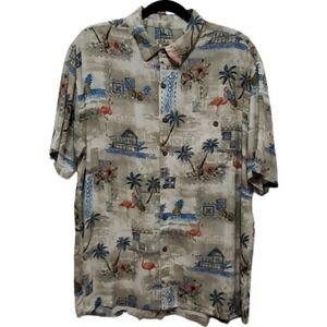 Batik Boy Tropical SS Button Up Shirt Vacation Beach Flamingo Pineapple Men's XL